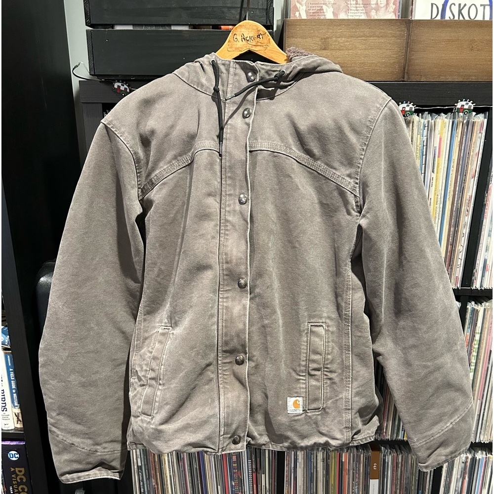 Women’s Carhartt Gray Canvas Sherpa Lined Jacket M